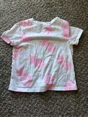 Old Navy White Short Sleeve Tee with Pink Pineapple Pattern